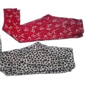 Cat & Jack + Girls Leggings Bundle 2 Pair Animal Print Black White Pink Sz 10/12